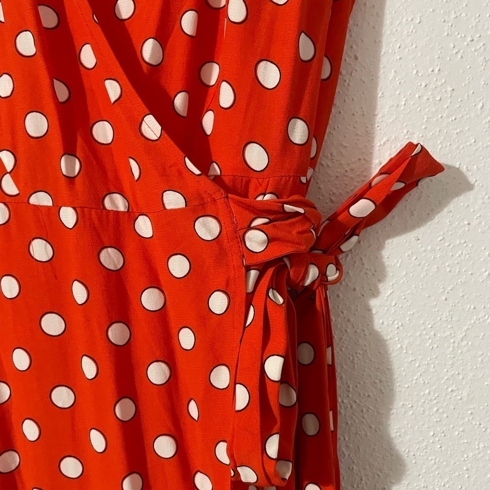 NWT Boden Antonia Polka Dot Cap Sleeve Midi Wrap Dress Blood Orange Size 6R - Picture 6 of 16